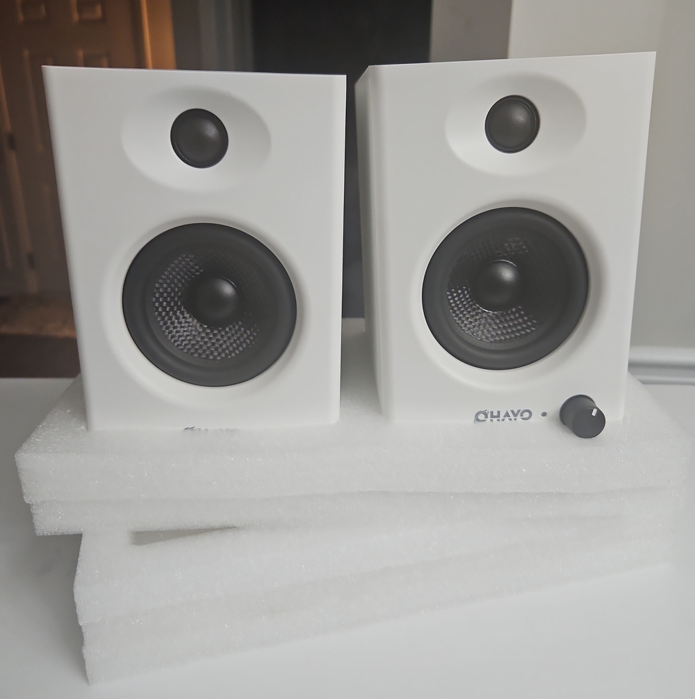 White Desktop Bluetooth Speakers - Pair